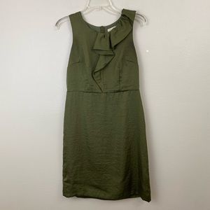 LOFT Olive Green Ruffle Front Dress